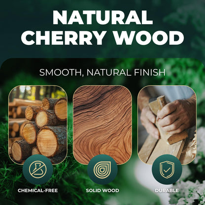 MFC 5-Piece Wooden Cooking Spoons - Kitchen Set from Natural Cherry Wood - Wooden Spoons for Cooking - Funny Utensil Set with Smiley Faces - Cooking Multipurpose Wood Utensils