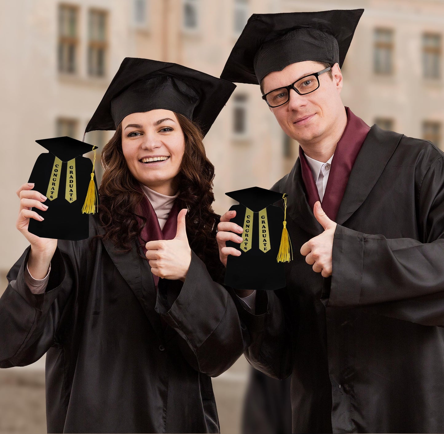 6 Pcs Graduation Gift Card Holder Graduate Shaped with Tassel Grad Gifts Cards Holders Funny Gift Class Party Supplies Ideas for High School College