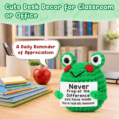 Teacher Appreciation Gifts - Thank You Gifts for Teachers Nurse Boss Coworker Employee Appreciation Gift Administrative Assistant, Cute Crochet Frog Gift Graduation Teacher's Day Retirement Farewell
