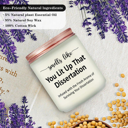 PhD Graduation Gifts - Doctorate Degree Gifts for Women - Congratulations Present for Him, Her, Doctoral Graduates, PhD Student - Lavender Scented Candle