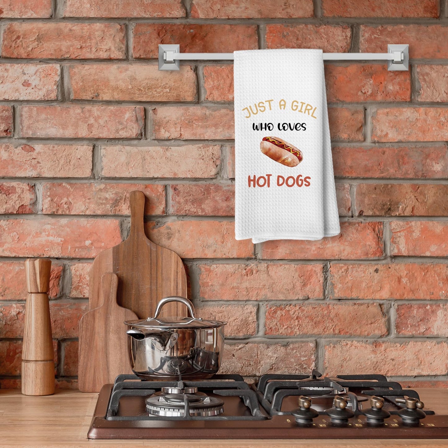 Funny Kitchen Towels, Hot Dog Kitchen Towels for Hot Dog Lovers, Funny Hot Dogs Decorative Hand Towels for Kitchen, Food Lover Gifts, Funny Dish Towels Tea Towels, 16x24 Inches