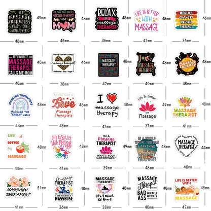 60Pcs Massage Therapists Stickers Pack, Aesthetic Vinyl Waterproof Sticker Decals for Water Bottle,Laptop,Phone,Skateboard,Scrapbooking,Bumper for Party Supply Decor Favor…