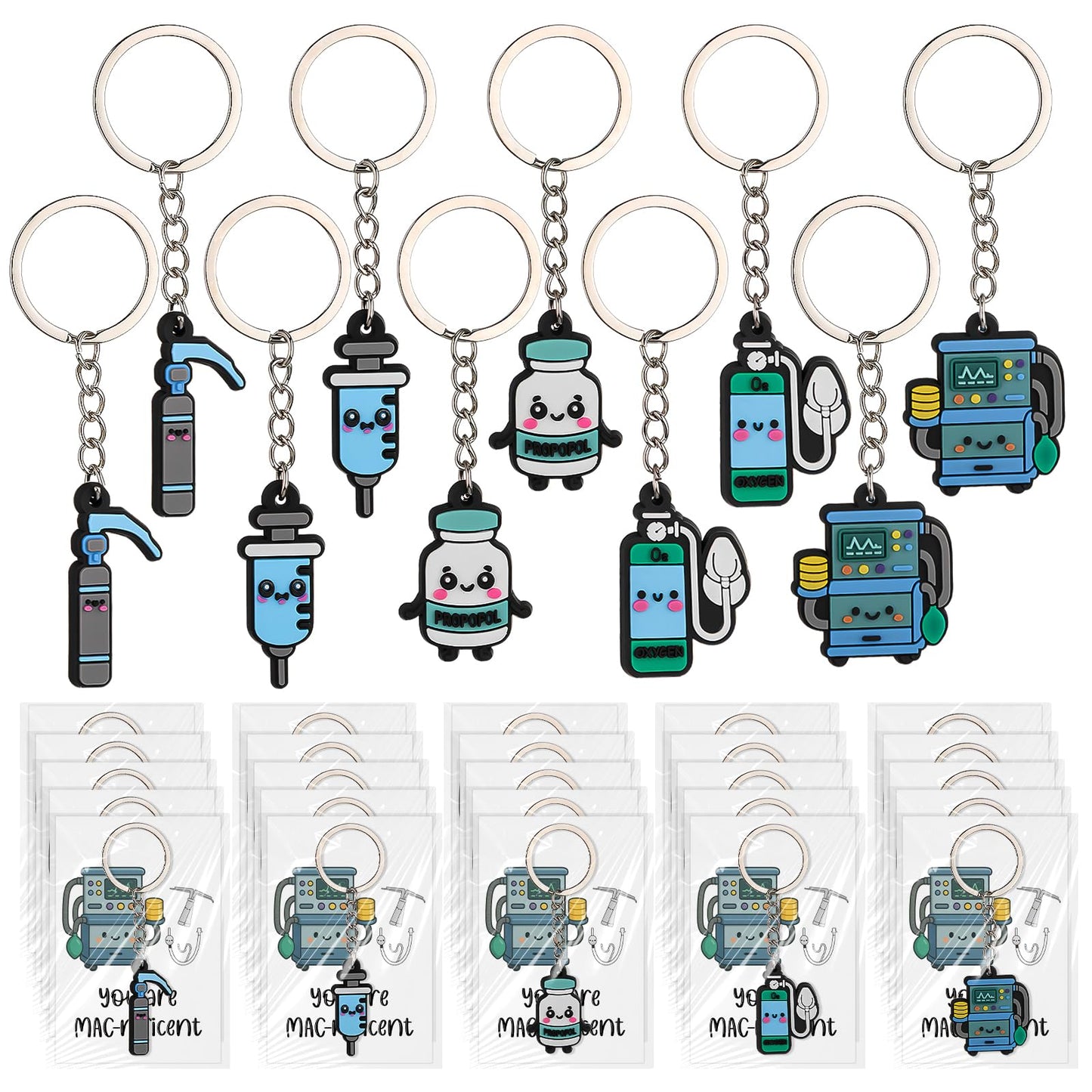Nosiny 15 Sets Anesthesia Gifts Keychains with Appreciation Cards Thank You Gifts for Cna Crna Technicians Anesthesiologists