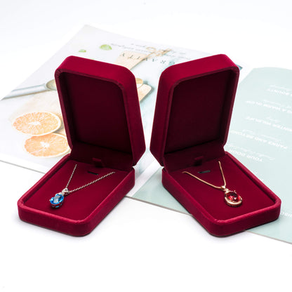 Classic Velvet Jewelry Gift Box Case for Necklace Pendant (Wine Red)