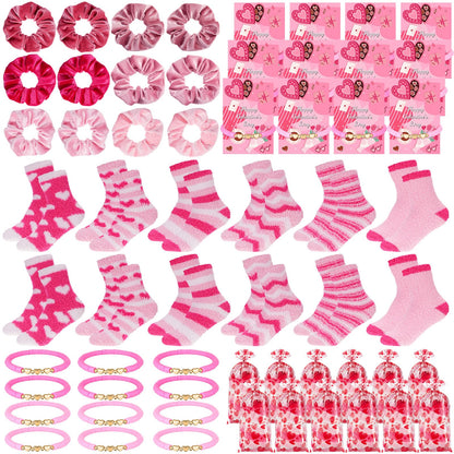 Landical Galentine's Day Gift Include Velvet Hair Scrunchies Plush Socks Bracelets Greeting Cards Gift Bags for Girls Women Galentine's Day Girl's Night Bachelorette Party Supplies
