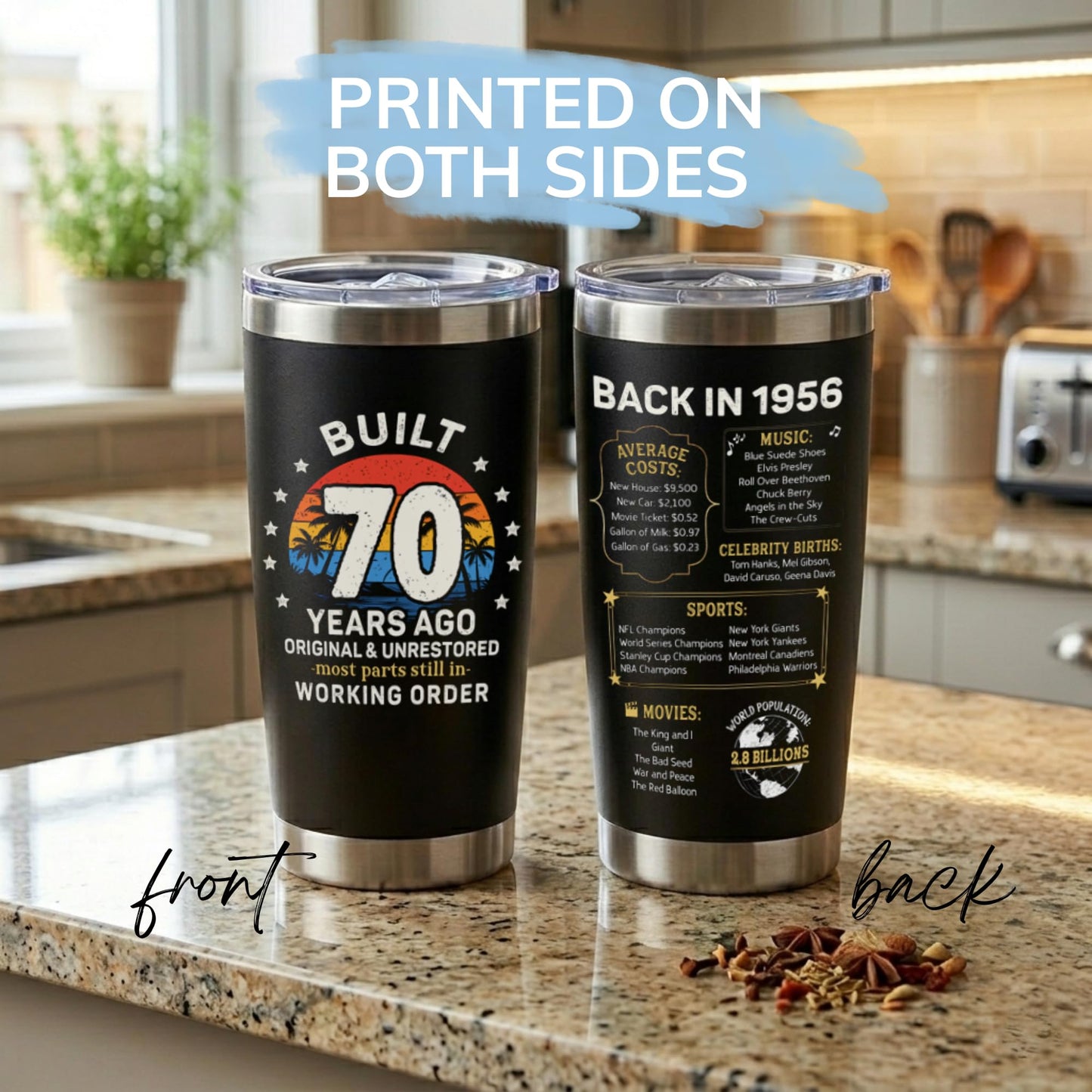 70th Birthday Gifts for Men - Build 70 Years Ago 70th Birthday Tumbler, Cool Gifts for 70 Year Old Man, Back in 1956 Tumbler, Fathers Day, Christmas Gift for 70 Year Old Man, Dad, Grandpa