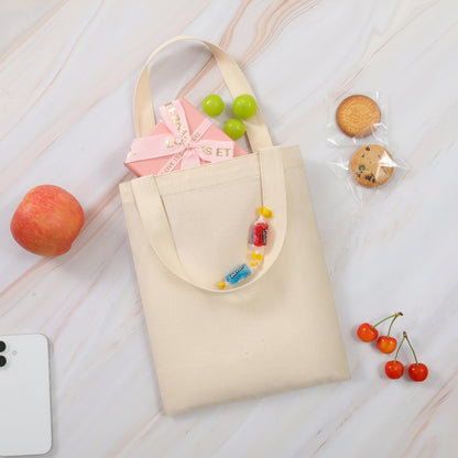 Phicorn Small Canvas Tote Bags, 9" x 11" Reusable Cotton Mini Totes for DIY Crafts, Party Favors and Daily Essentials