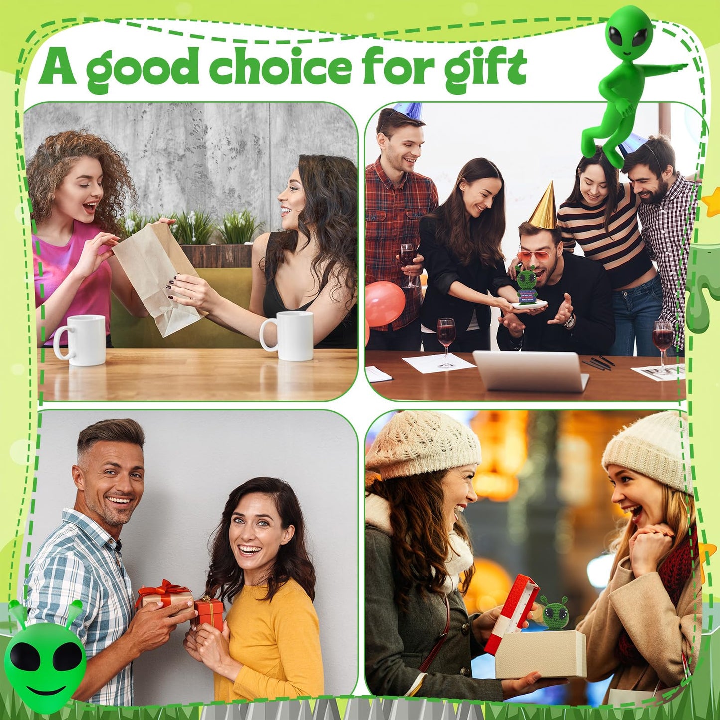 Fun Crochet Alien Handmade with Encouraging Card Cool Praise Gifts for Family Friends Teachers and Science Fiction Fans