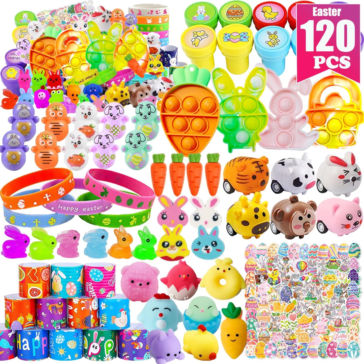 120 Pack Easter Egg Fillers, Easter Basket Stuffers for Kids Girls Boys, Easter Party Favors, Easter Egg Stuffers, Easter Gifts, Easter Toys Bulk, Classroom Prizes, Pinata Goodie Bags Stuffers