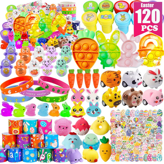 120 Pack Easter Egg Fillers, Easter Basket Stuffers for Kids Girls Boys, Easter Party Favors, Easter Egg Stuffers, Easter Gifts, Easter Toys Bulk, Classroom Prizes, Pinata Goodie Bags Stuffers