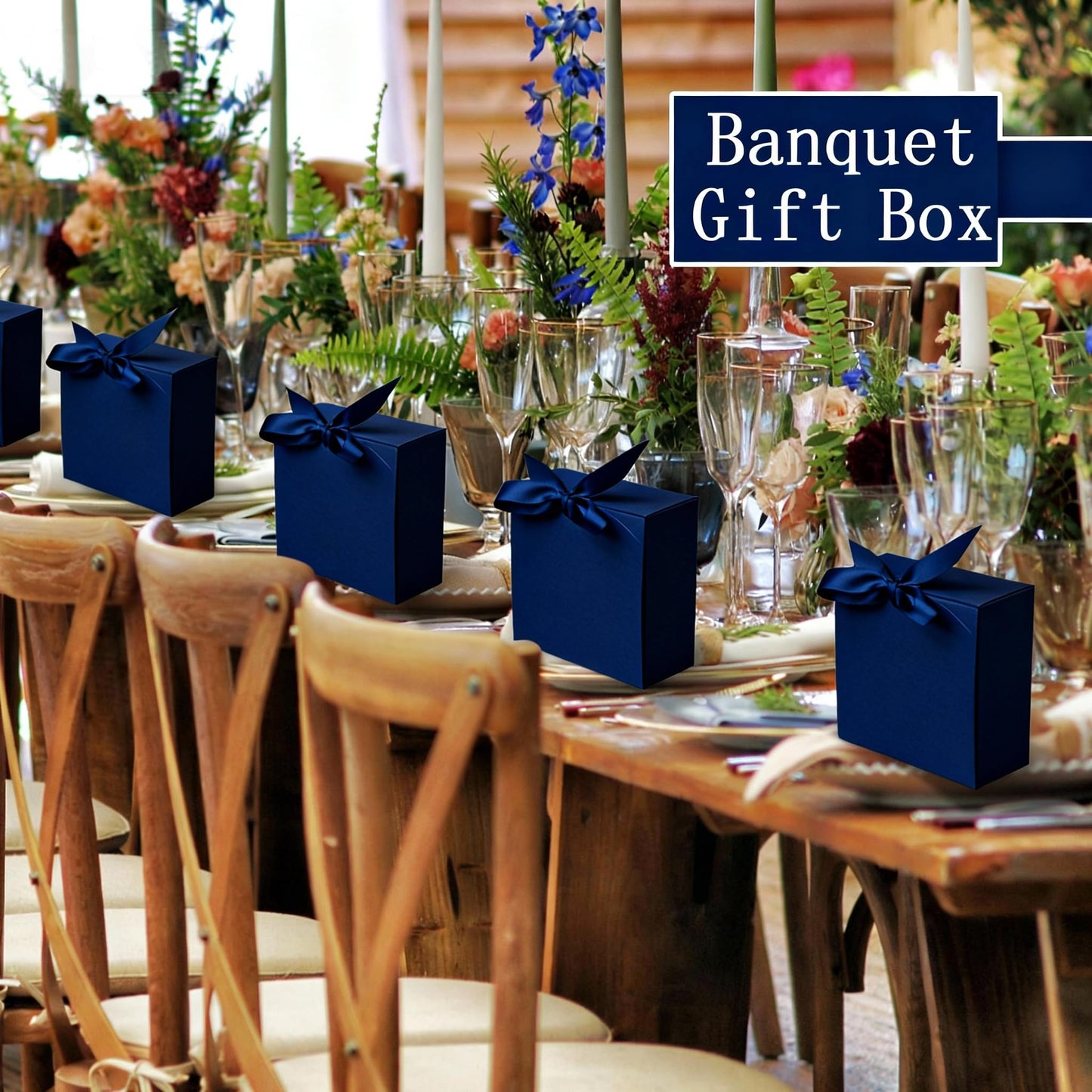 WLUSEAXI 12pack Small Gift Boxes with Lids for Presents, 4.5''x4.5''x2'' Blue Gift Boxes with Ribbons, Party Boxes for Packaging Wedding, Present, Birthday, Holiday, Galentine's Day(Blue)