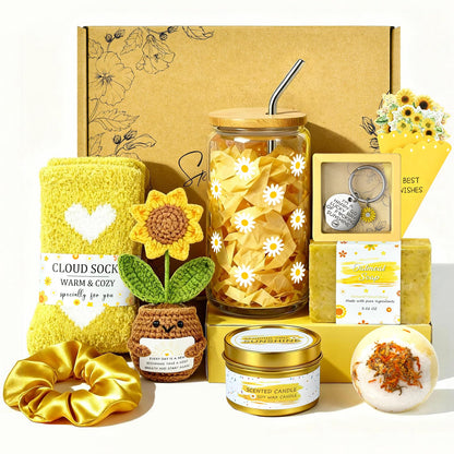 Get Well Soon Gifts Baskets for Women, Unique Birthday Gifts for Women Her Mom Friend Teacher, Sending Sunshine Gift Sunflower Gift, Thinking of You Care Package