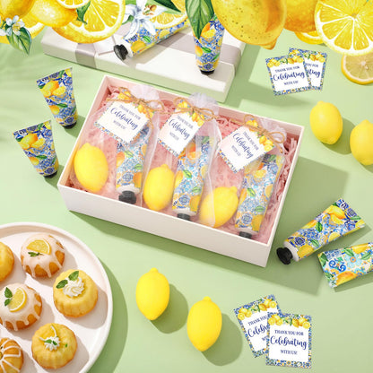 50 Pcs / 25 Sets Capri Lemon Baby Shower Party Favors for Guests Sweet One Italian Lemon Shaped Soaps Bridal Shower Return Gifts Amalfi Themed Hand Cream for Bridal Wedding Gender Reveal
