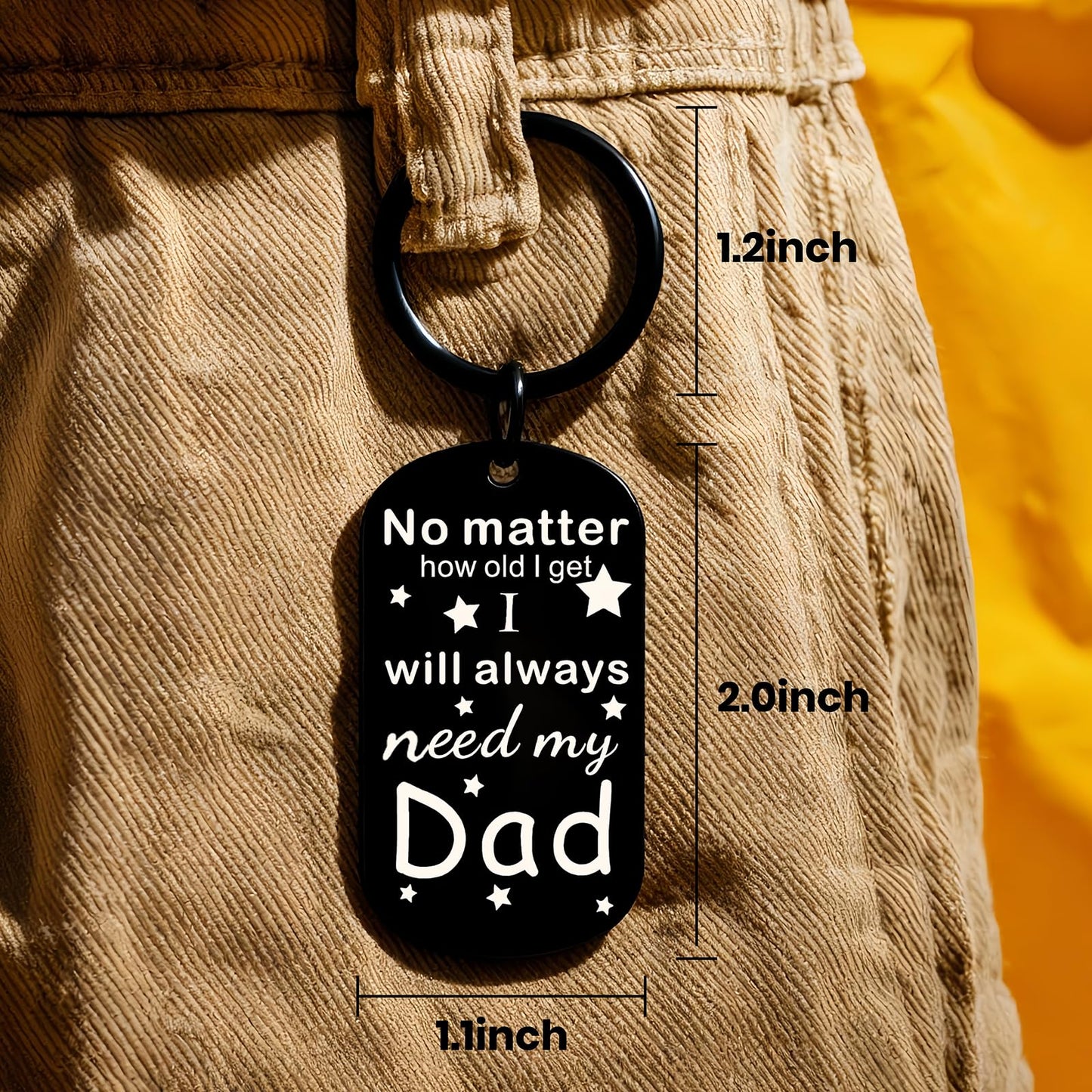 Father's Day Keychain for Dad from Daughter Son, Sentimental Gift for Husband, Birthday Christmas Thanksgiving Gift Idea