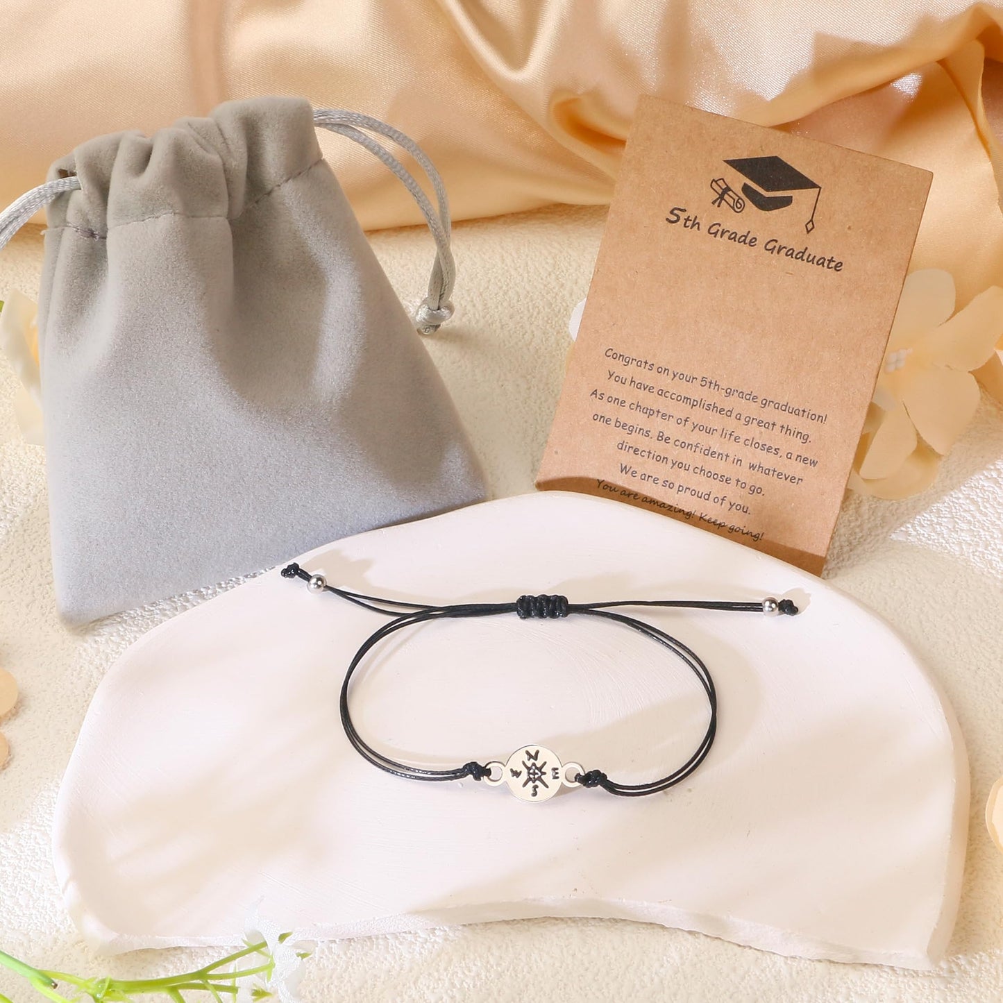 SmileBelle Graduation Bracelet as 5th 8th Grade Graduation Gifts for Boys Girls, Kindergarten Grad Graduations Gifts, Fifth Eighth Grad Gift Nurse Graduations Gift for Women, Compass Bracelets as Class of 2026