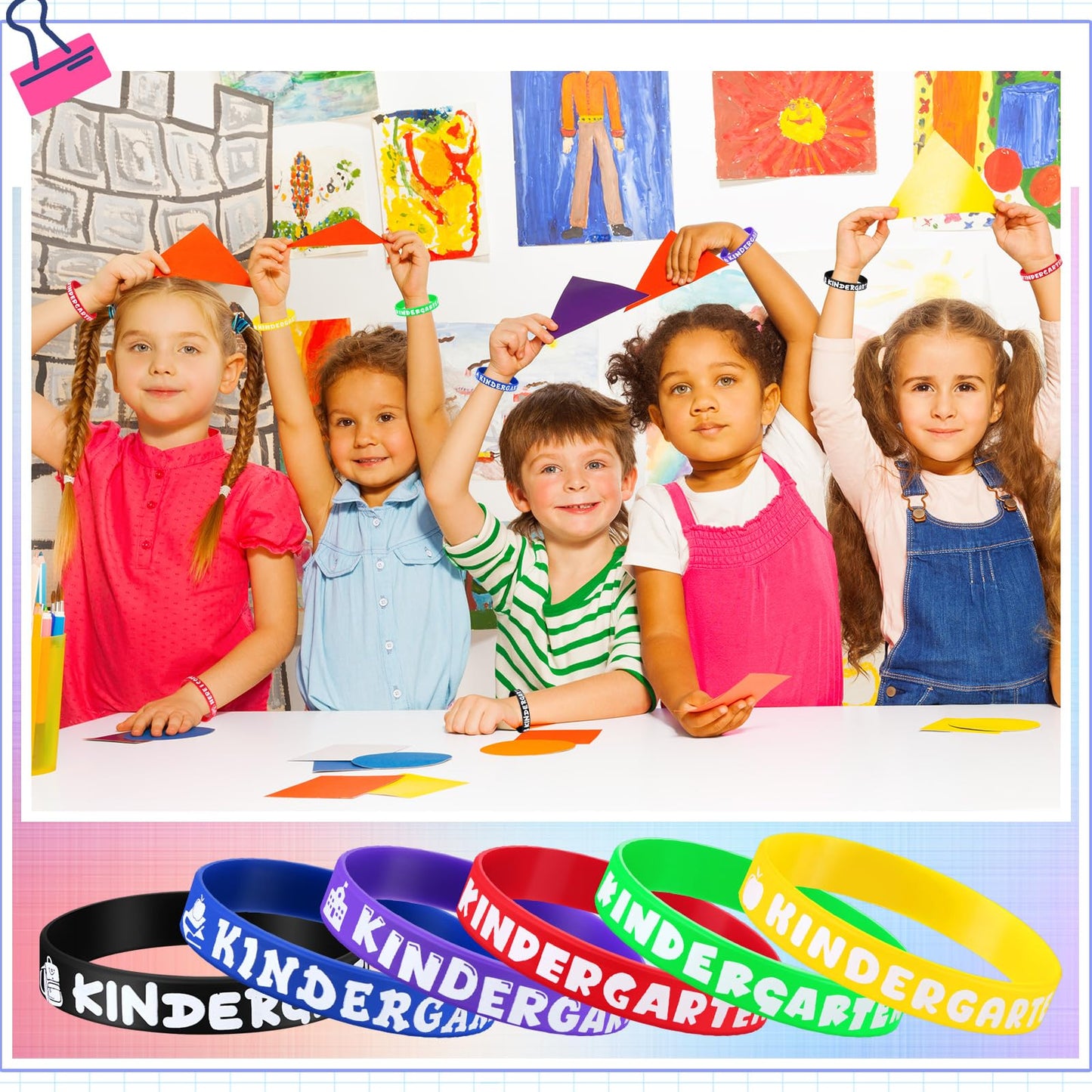 Simgoing 120 Pcs Kindergarten Rubber Bracelets Kindergarten Themed Silicone Wristbands Back to School Party Favors Classroom Decor Supplies Exchange Gifts