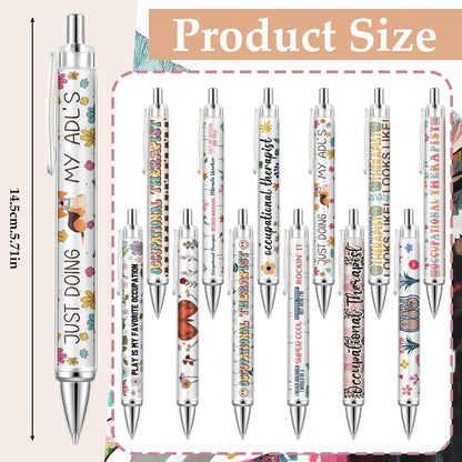 Motipuns 12 Pcs Occupational Therapy Month Gifts OT Appreciation Gifts Pens Occupational Therapist Ballpoint Pens OT Party Favors for Women Employees Staff Writing Stationery Office Holiday Supplies