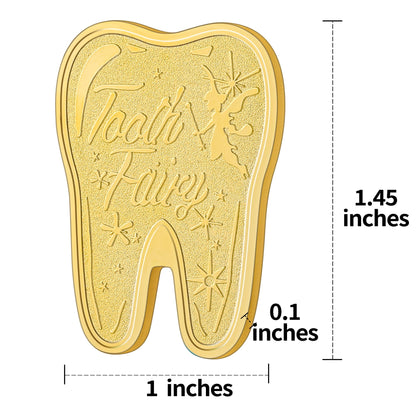 Tooth Fairy Coin, Tooth Shaped Lucky Coin Gift for Kids Boys Girls, Children's Tooth Changing Gift