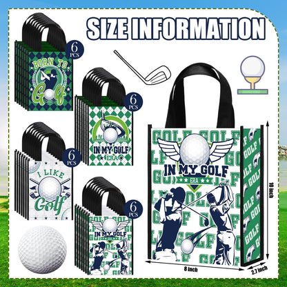 Estune 24 Pcs Golf Party Favor Bags Golf Gift Goodie Bags Treat Candy Non Woven Wrapping with Handles Tote for Sports Birthday Party Supplies Sports Theme Decorations