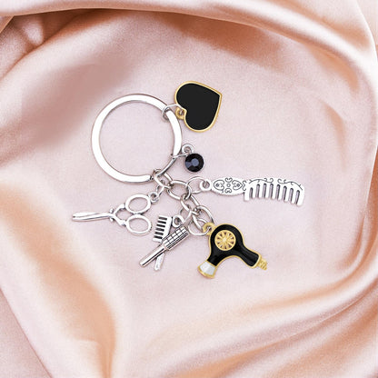 Ikacvb Cute Hair Stylist Gifts Hairdresser Keychain Gifts For Women Men Unique Hairstylist Gift Scissors Comb Charms