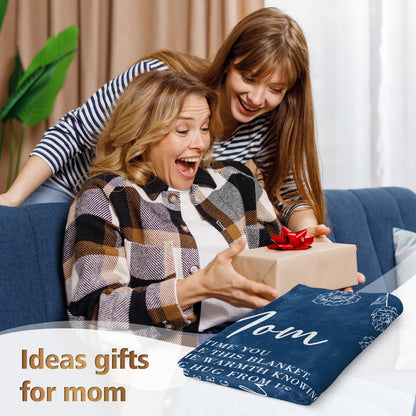 GiltGlimmer Gifts for Mom, Mom Birthday Gifts Blanket, Moms Gift for Women from Daughter Son, We Love You Present for Mother Mommy Christmas Mothers Day 60" x 50", Blue