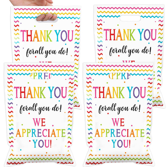 50 Pcs We Appreciate You Favors Bag Thanks for All You Do Plastic Gift Bags Be Thankful to Teacher Candy Snack Bag for Teacher Doctor Staff Employee Appreciation Party Decoration Supplies 10 x 6.5Inch