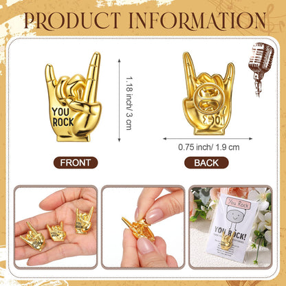 Zeyune You Rock Enamel Pins Employee Appreciation Gifts Bulk You Rock Gifts for Coworkers Office Staff Work Team Teacher Funny Employee of The Month Lapel Pin Thank Cards Bags
