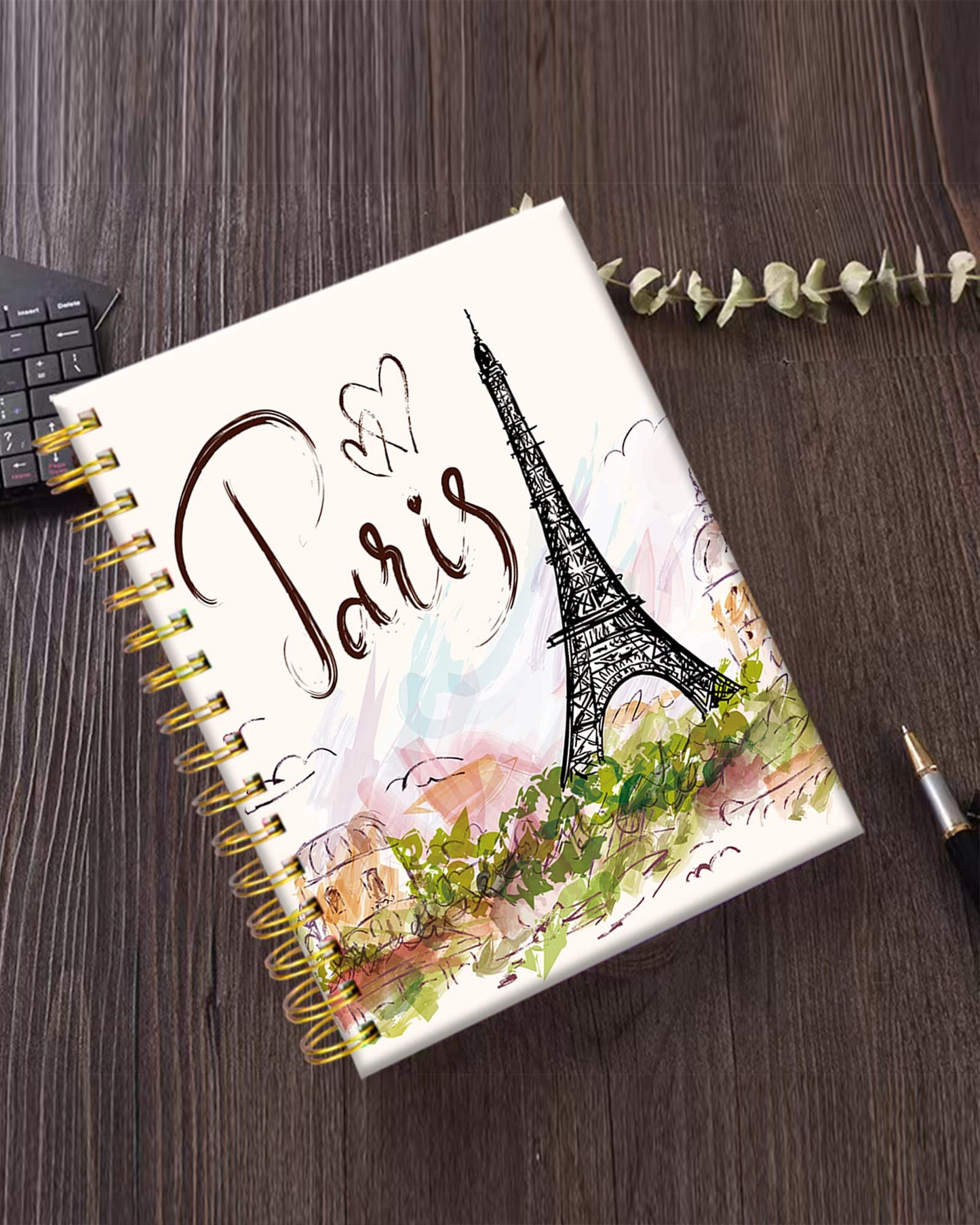 iampanda Spiral Journal Notebook,Strong Twin-Wire Binding with Premium Paper for Girl Women,60 Sheets A5 College Ruled Notebook/Journal,Perfect for School Office Home Gifts,Eiffel Tower Paris