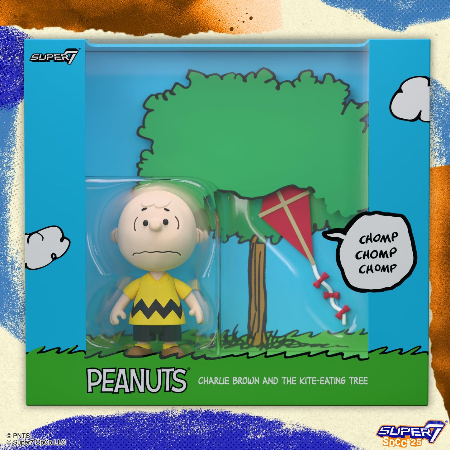 Super7 Reaction Figure Peanuts Charlie Brown and The Kite-Eating Tree (Diorama Box) - 3.75" Peanuts Action Figure with Accessory - Classic Cartoon Collectibles and Retro Toys