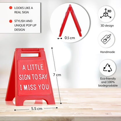 Mini “A Little Sign to Say I Miss You” - Premium Plastic Desk Sign, Solid Freestanding Keepsake, Long Distance Relationship Gift for Boyfriend, Girlfriend, Husband, Wife, Romantic Décor