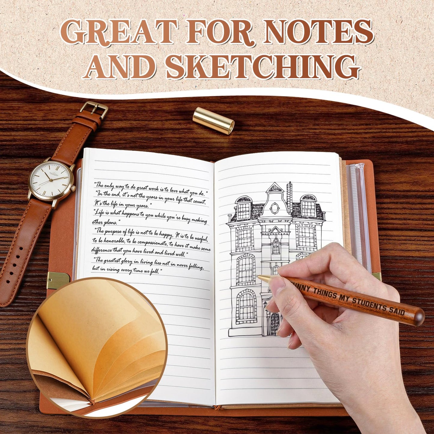 Teacher Appreciation Gifts - "Funny Things My Students Said" Leather Journal with Pen, Best Teacher Gifts for Women Men, Teachers Gift for End of Year, Graduation, Retirement, Birthday, Christmas