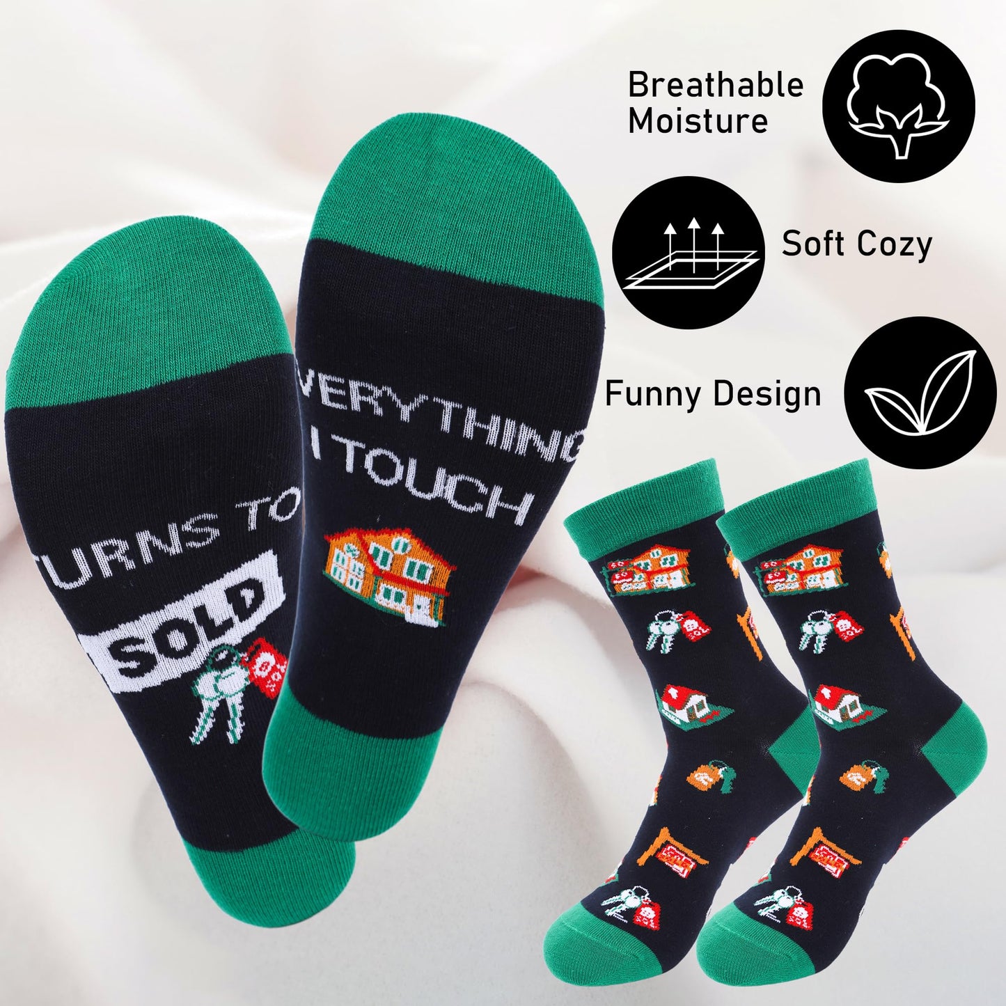 Keluna Realtor Gifts for Women Men - 3Pcs Real Estate Agent Gifts, 20oz Realtors Tumbler with Lid Straw, Keychain, Socks, Funny Christmas Birthday Closing Presents for Real Estate Agent Salesman