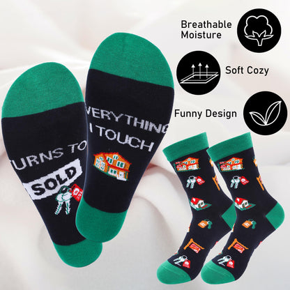 Keluna Realtor Gifts for Women Men - 3Pcs Real Estate Agent Gifts, 20oz Realtors Tumbler with Lid Straw, Keychain, Socks, Funny Christmas Birthday Closing Presents for Real Estate Agent Salesman