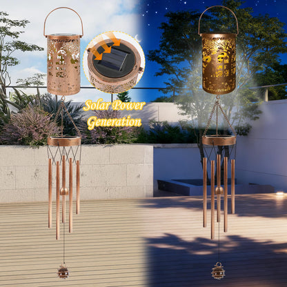 German Shepherd Solar Wind Chimes for Outside - Dog Decor Gifts Outdoor Solar Lantern Wind Chimes, Metal Decorative Hanging Lights for Patio Porch Yard Lawn