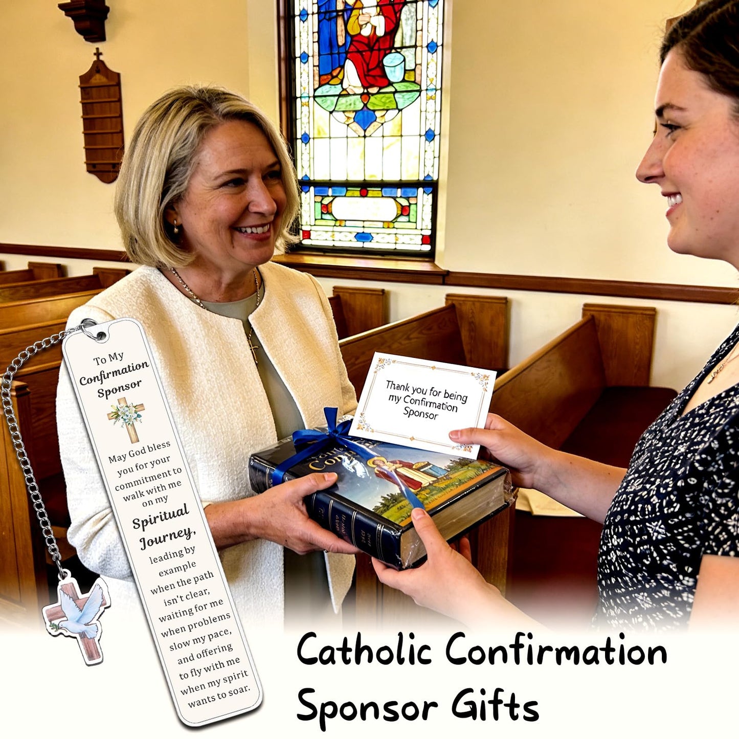 Confirmation Sponsor Gifts for Women Men, Christian Catholic Confirmation Sponsor Gifts Bookmark, Thank You Bookmark Gift for Sponsors Godfather Godmother, Sponsors Appreciation Gift from Candidate