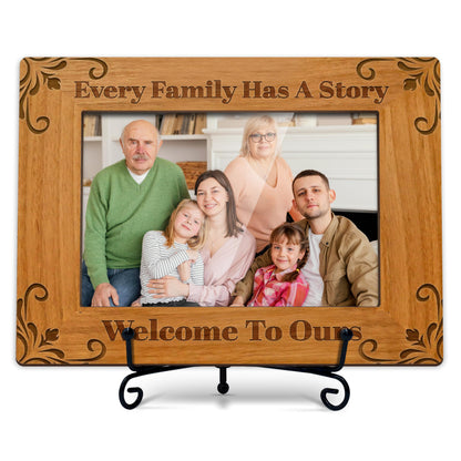 Family Picture Frame 4x6, Adoption Day Gifts for Stepdad Stepmom, Mother's Day Bonus Mom Gift, Father's Day Bonus Dad Gifts, Every Family Has a Story A21-1