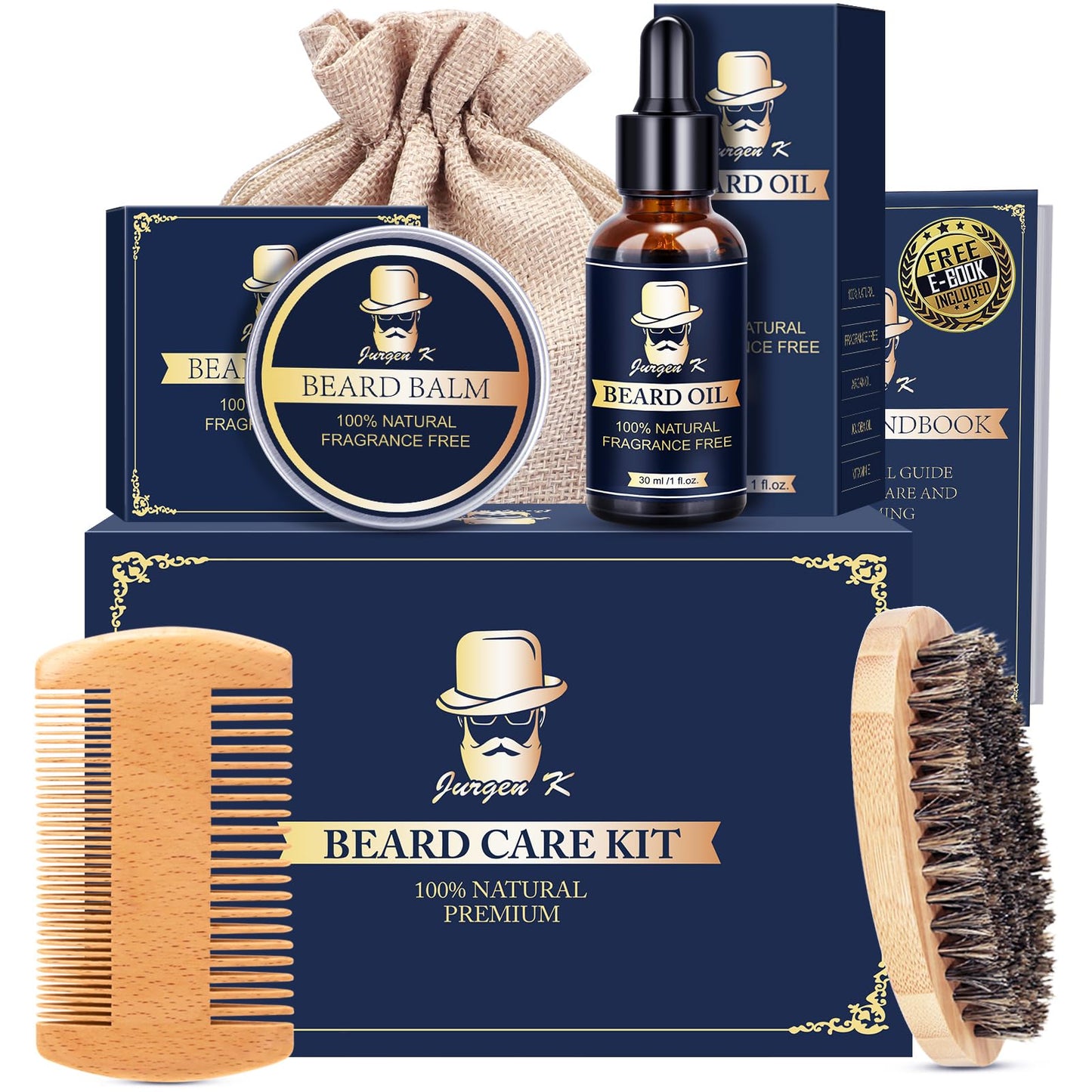 Gifts for Men, Beard Kit for Men's Daily Grooming & Care, Moisturize & Soften Facial Hair, Men's Self Care Set w/Beard Oil, Dad Day Gifts Fathers Day, Birthday Gifts for Husband Boyfriend Dad Son
