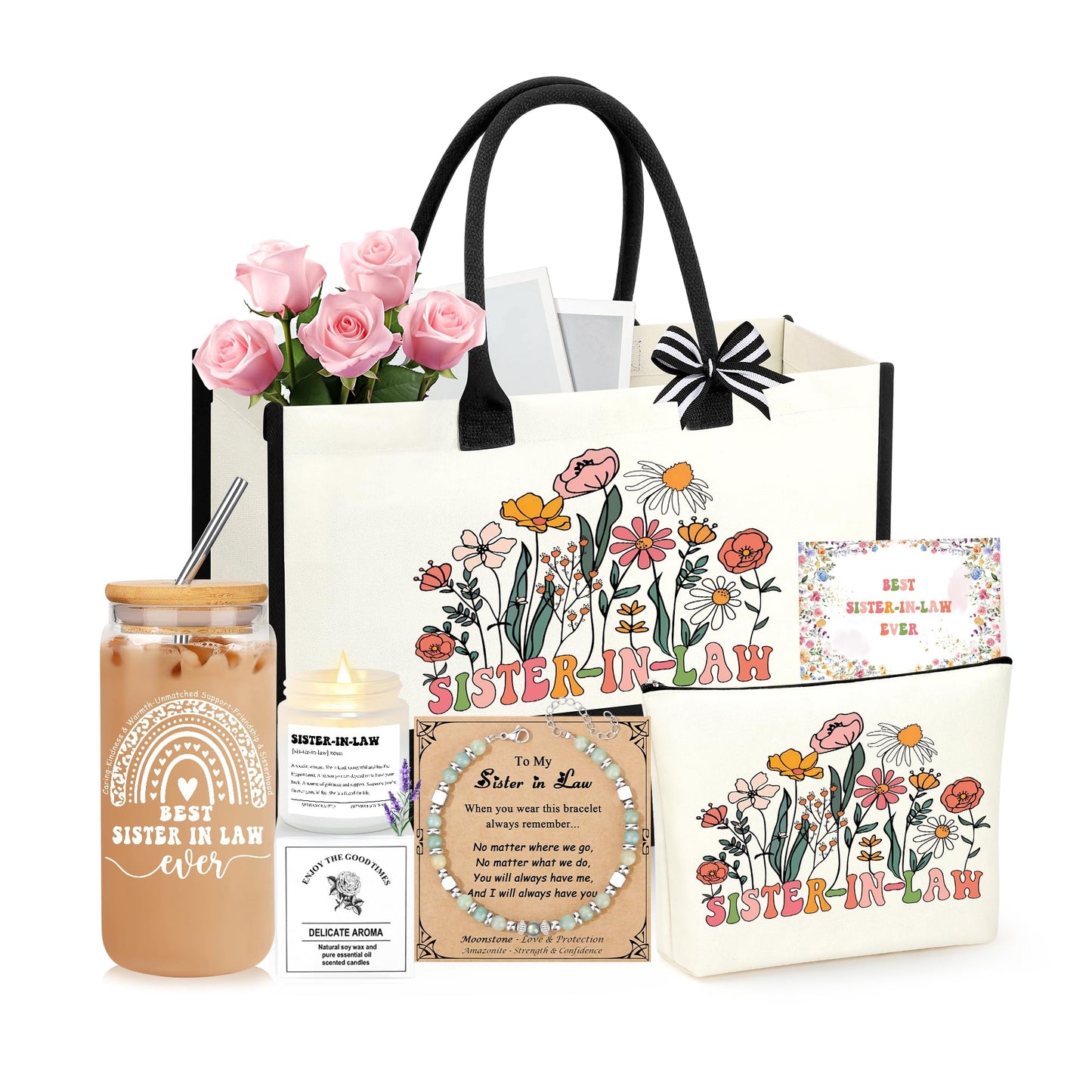 Sister In Law Gifts, Birthday Mothers Day Christmas Unique Gifts for Sister In Law Basket Set of 6