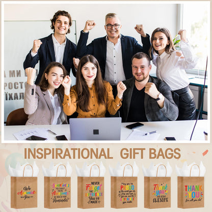 Resholder 30 Pcs Employee Appreciation Gift Bags with Tissue Papers Thank You Paper Bags with Handles Inspirational Quote Treat Pouches Christian Church Gifts for Team Coworker Staff Teacher Nurse
