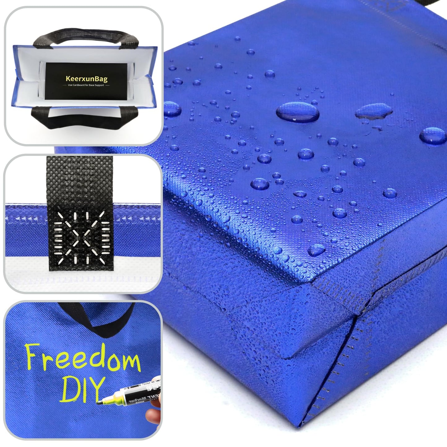 KeerxunBag 12pcs Reusable Gift Bags（Includes Tissue Paper） Gift bag with handle Birthdays Parties Holidays Weddings Medium 10x4x8in blue Gift Bags
