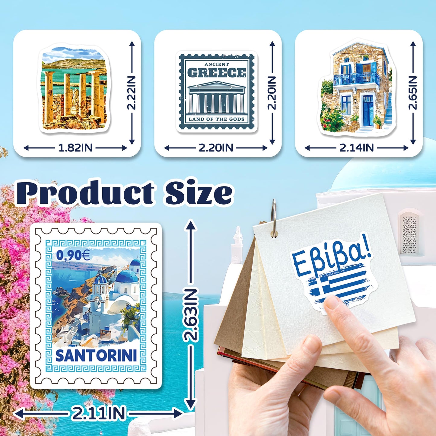 YTSQLER 200 PCS Greece Stickers, Greece Travel Souvenirs Stickers for Laptop Water Bottle Luggage, Ancient Athens Greek Decor Decals for Adults Teens Women Men