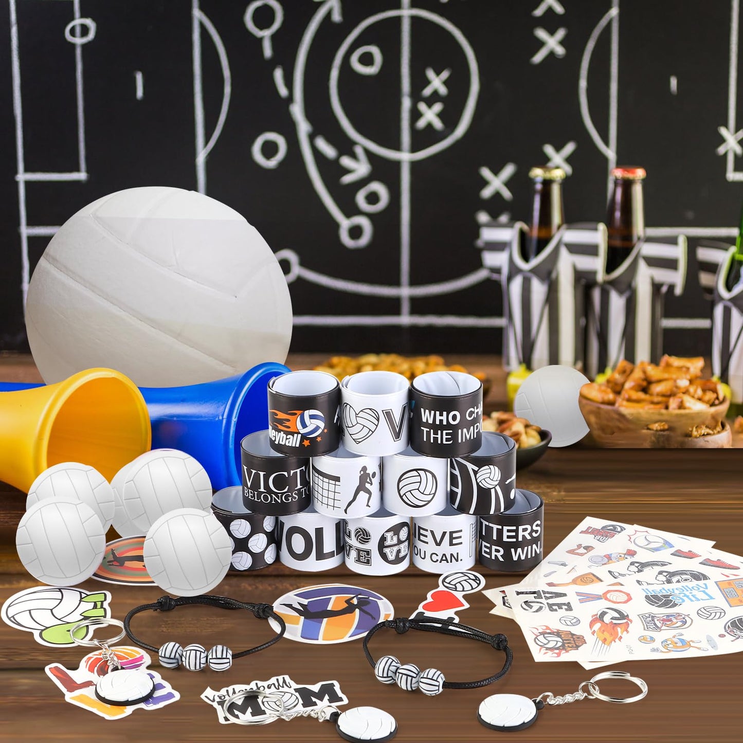 Kolewo4ever 295 Pieces Volleyball Party Favors Supplies Set Bulk Volleyball Goodie Bag Fillers for Sport Party Gifts Bags (Volleyball)