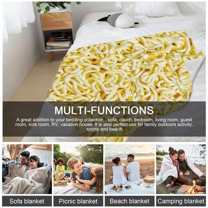 Ramen Noodles Blanket Realistic Food Blanket, Funny Birthday Gifts for Kids, Funny Throw Blanket for Couch Sofa Bed, Food Ramen Gifts 60" X 50"