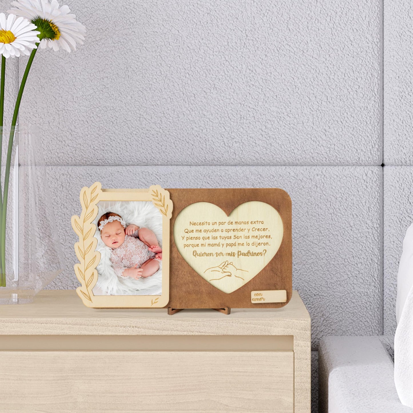 CJiangpo Will You Be My Godparents Proposal Gift Picture Frame Set, Madrina Padrino Proposal Puzzle in Spanish Asking to Be Godparent Announcement Card Gift from God Child Baptism Christmas Ideas