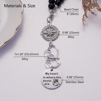 My Heart is Where His Boots are Car Charm, Military Wife Gift, Soldier Boots Rear View Mirror Charm, Soldier Wife Gift, Soldier Mom Gift, Deployment Gift, Soldier Girlfriend Gift