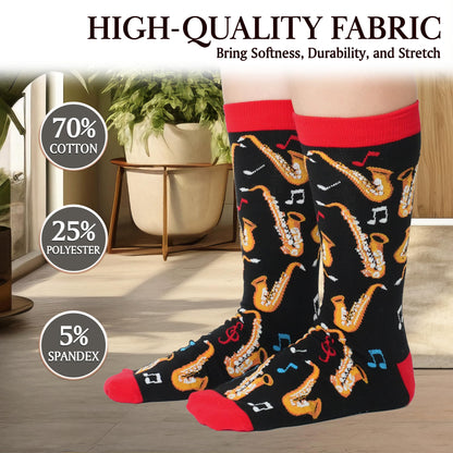 ZAGKOO Gifts for Guitar Players Rock And Roll Music Lovers Saxophone Trombone - Funny Socks for Men Women - Fathers Day Ideas