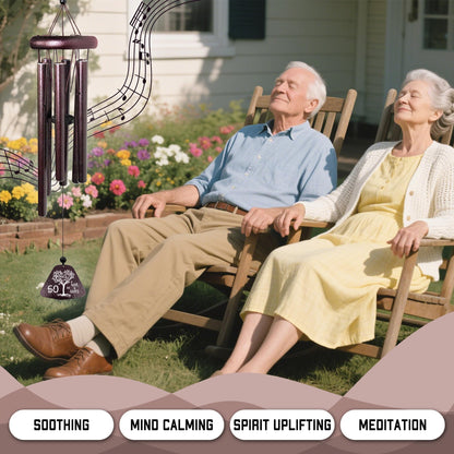 60th Wedding Anniversary Wind Chimes Gifts, Happy 60th Anniversary Decorations Gift for Parents Couple Husband Wife, Romantic 60 Year Anniversary's Keepsake Ideas Wind Chimes for Outside 32"