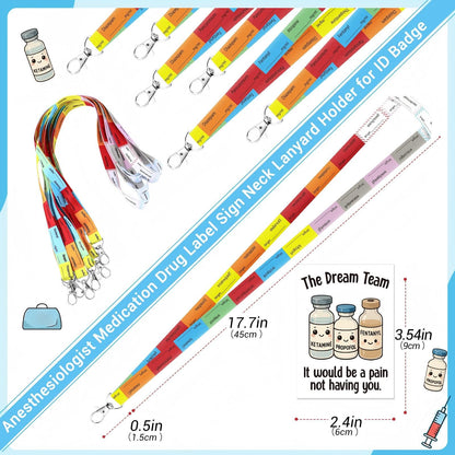 Tinlade 40 Set Nurses Week Anesthesia Team Gifts, CRNA Nurse Anesthetist Appreciation Lanyards Badge Holders and Thank You Cards Medication Label Gifts for OR Pacu Nurses Hospital