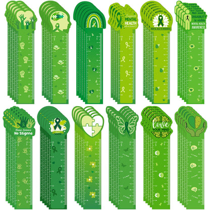 Skyygemm 120 Pcs Mental Health Awareness Bookmarks Ruler Bulk Gifts Green Positive Psychology Affirmations Therapy Inspirational Spiritual Gifts Mental Health Month Events Book Markers for Students