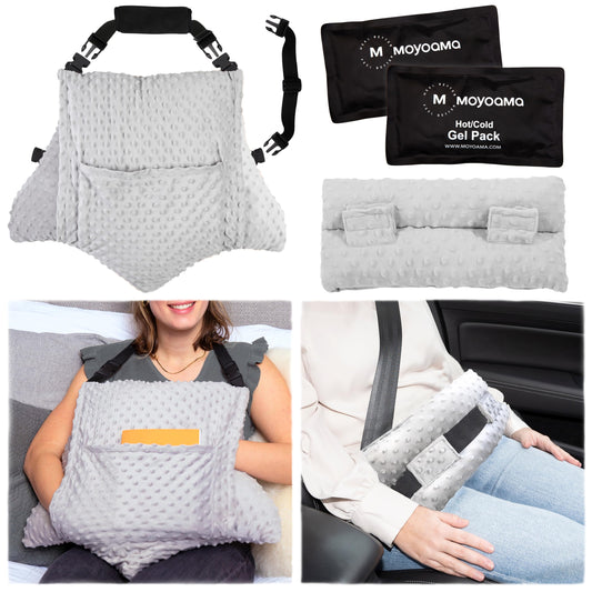 MOYOAMA 4 Pc Hysterectomy Pillow Set – Incl Seatbelt Cushion & 2 Gel Packs for Soothing Relief – After Hysterectomy Recovery Must-Haves, Post-Op C-Section Pillow Gifts, Abdominal Surgery Recovery